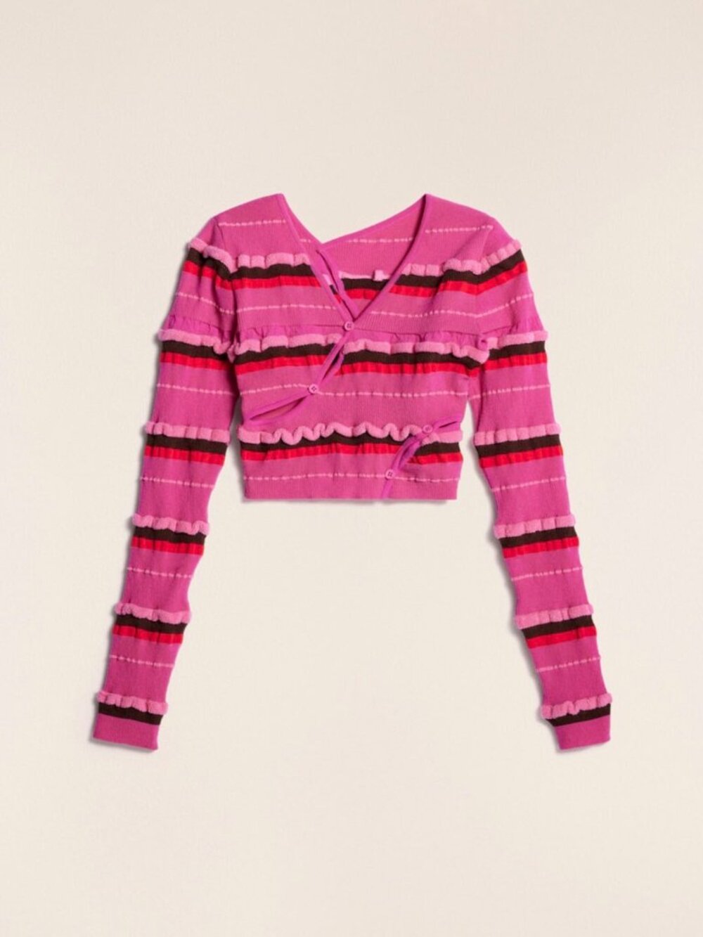 Jacquemus Le Cardigan Tordu Pink Cutout Cropped Top NWT Size 34